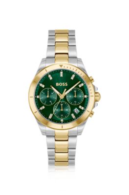 Reloj Alley en dos tonos con esfera verde adornada con cristales, Assorted-Pre-Pack
