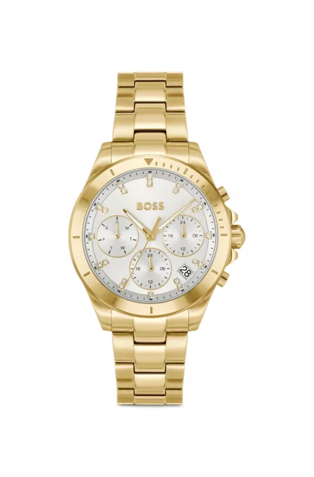 Alley gold-tone watch with silver-white dial