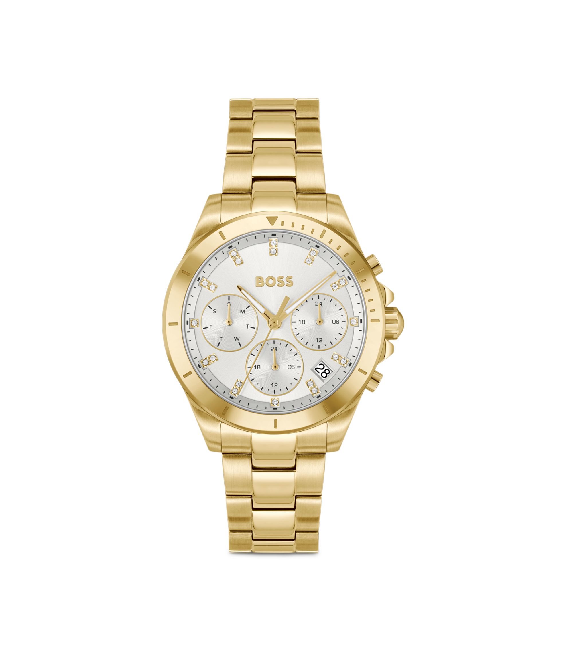 BOSS - Alley gold-tone watch with silver-white dial