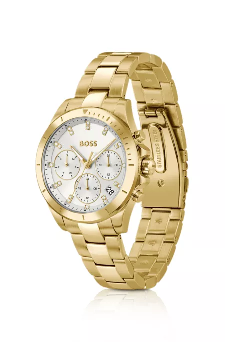 Alley gold-tone watch with silver-white dial