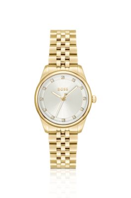 Graceful Precious crystal-embellished watch in gold-tone steel, Assorted-Pre-Pack