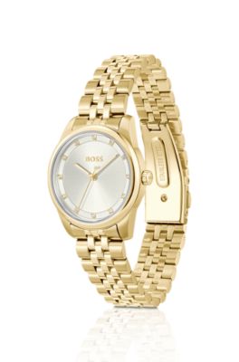 Graceful Precious crystal-embellished watch in gold-tone steel, Assorted-Pre-Pack