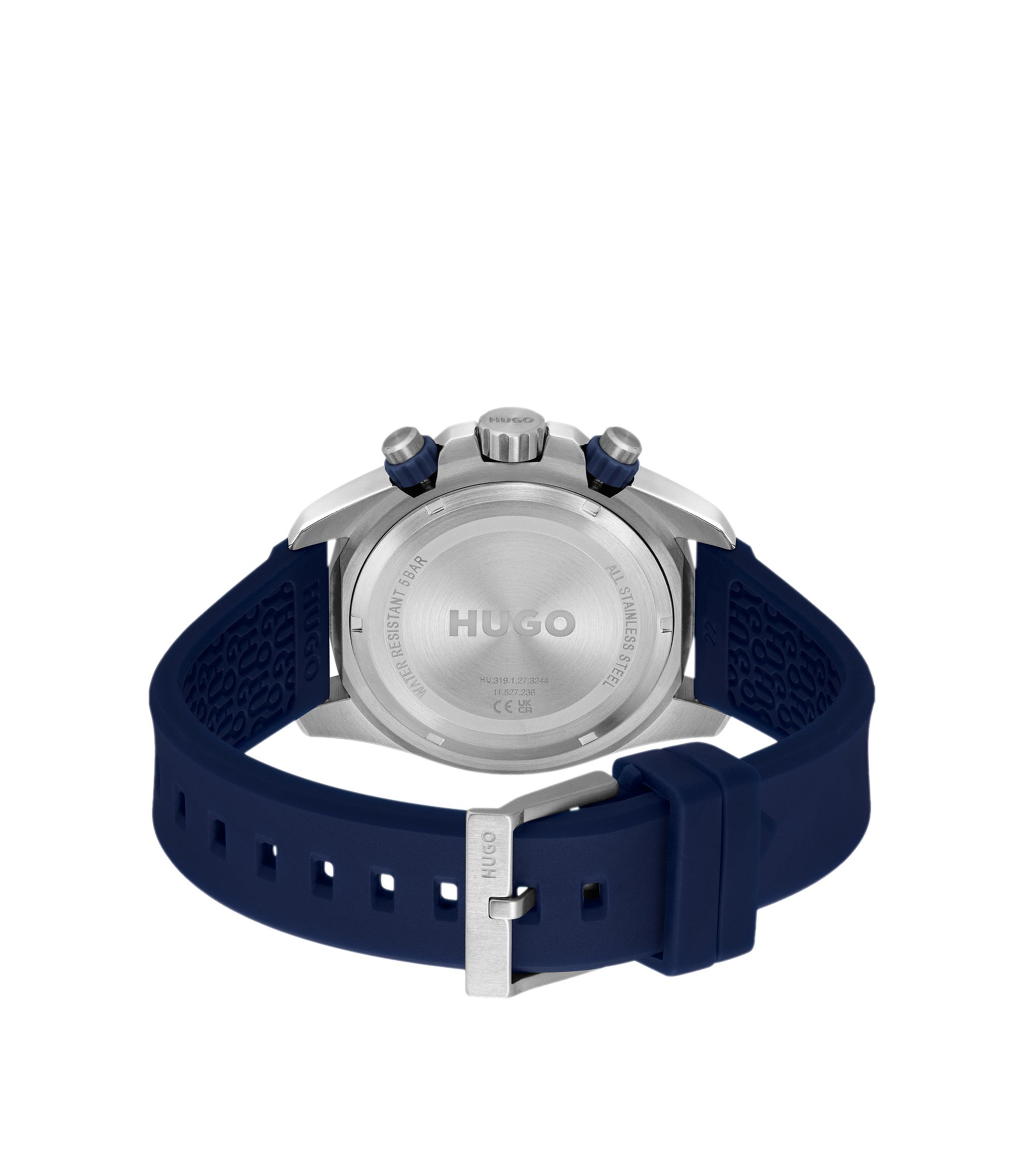 HUGO - Dive logo-strap watch with silicone-inlay bezel
