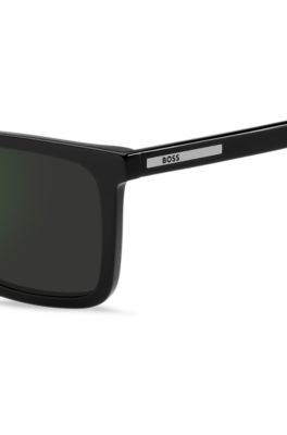 Gafas de sol negras con placa con logo grabado, Assorted-Pre-Pack