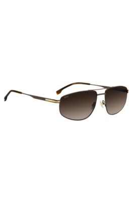 Matte brown sunglasses with gold-tone trims, Assorted-Pre-Pack