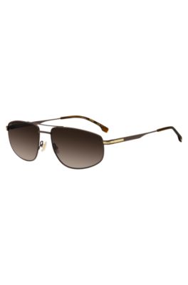 Matte brown sunglasses with gold-tone trims, Assorted-Pre-Pack