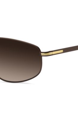 Matte brown sunglasses with gold-tone trims, Assorted-Pre-Pack