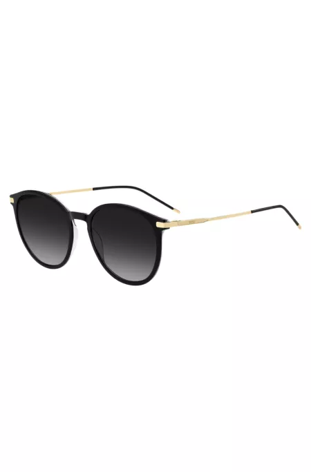 Black acetate sunglasses with gold-tone temples