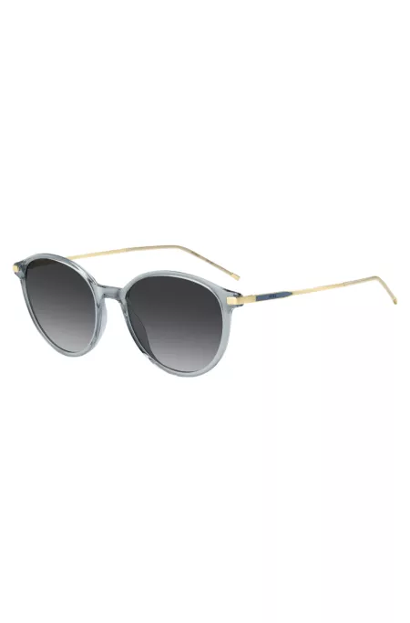 Blue-gray sunglasses with gold-tone temples