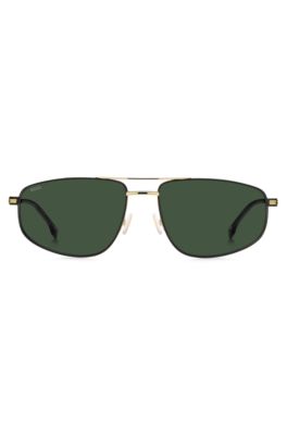 Double-bridge sunglasses in black with gold-tone trims, Assorted-Pre-Pack