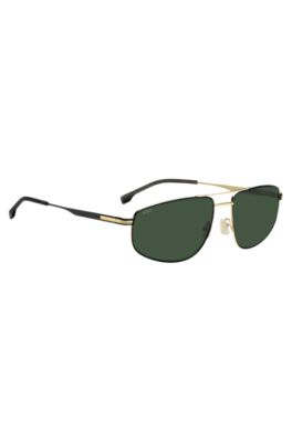 Double-bridge sunglasses in black with gold-tone trims, Assorted-Pre-Pack