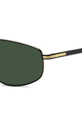 Double-bridge sunglasses in black with gold-tone trims, Assorted-Pre-Pack