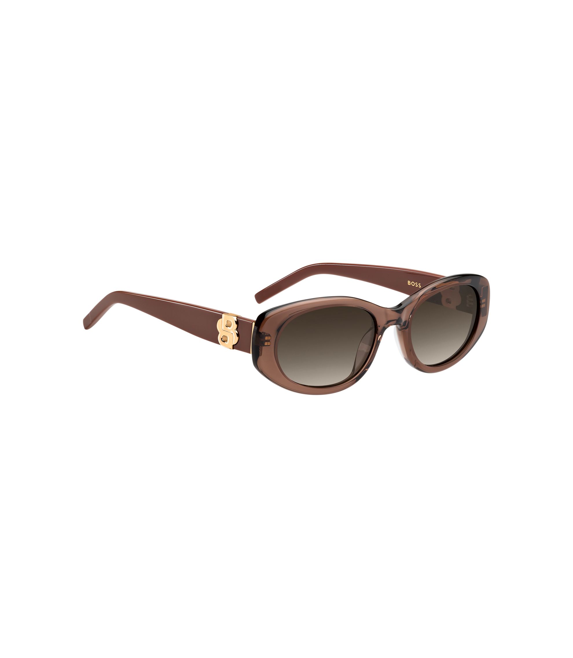 BOSS - Brown-acetate sunglasses with Double B monogram display picture 3