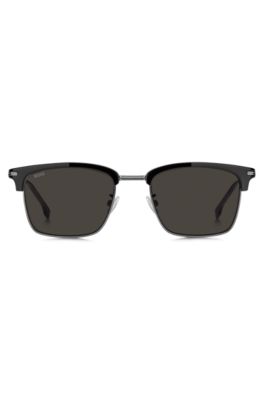 Gafas de sol de acetato negro con detalles de acero, Assorted-Pre-Pack