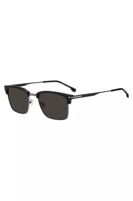 Black-acetate sunglasses with steel trims