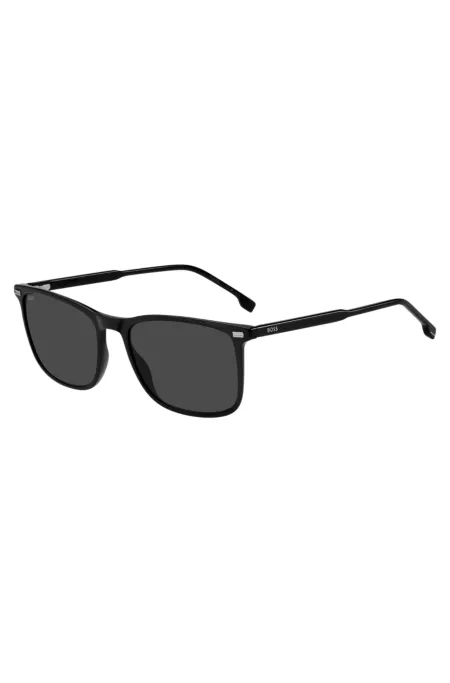 Black-acetate sunglasses with temple logo