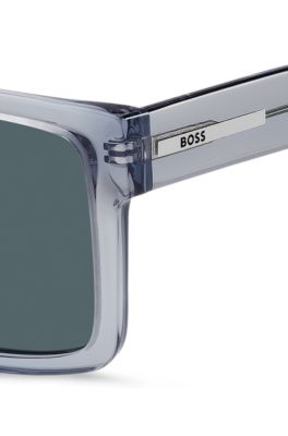 Gafas de sol azul transparente con placa con logo, Assorted-Pre-Pack