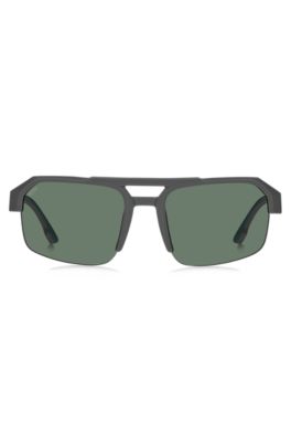 Gray sunglasses with temple insert and logo, Assorted-Pre-Pack