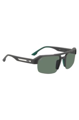 Gray sunglasses with temple insert and logo, Assorted-Pre-Pack