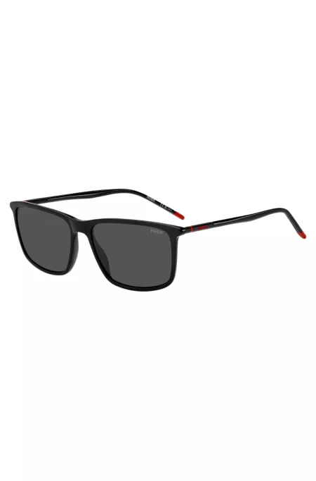 Tubular-temple sunglasses in black acetate