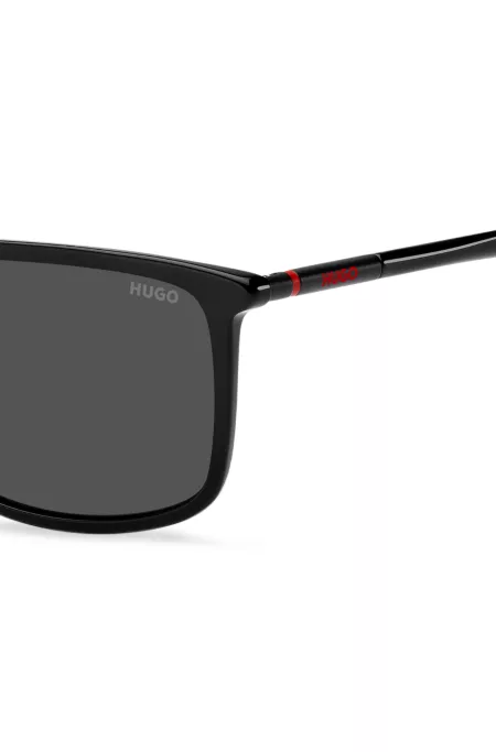 Tubular-temple sunglasses in black acetate