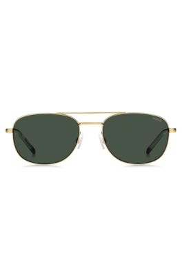 Gold-tone sunglasses with green trims, Assorted-Pre-Pack