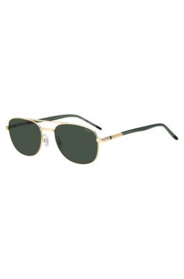 Gafas de sol en tono dorado con detalles verdes, Assorted-Pre-Pack
