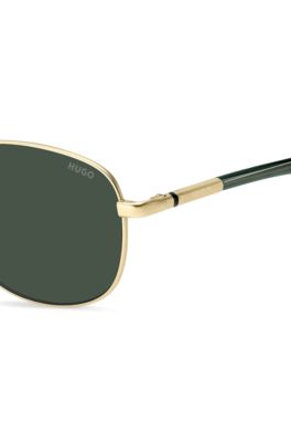 Gold-tone sunglasses with green trims, Assorted-Pre-Pack