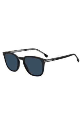Gafas de sol de acetato negro con ribetes en tono plateado, Assorted-Pre-Pack