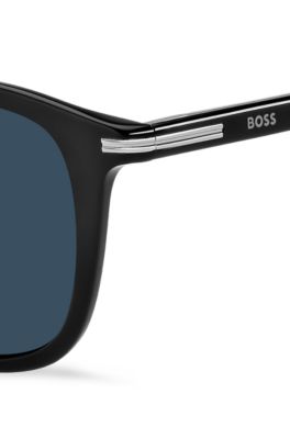 Gafas de sol de acetato negro con ribetes en tono plateado, Assorted-Pre-Pack
