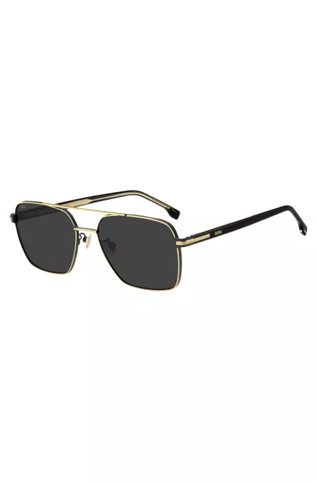 Acetate-temple sunglasses with double bridge