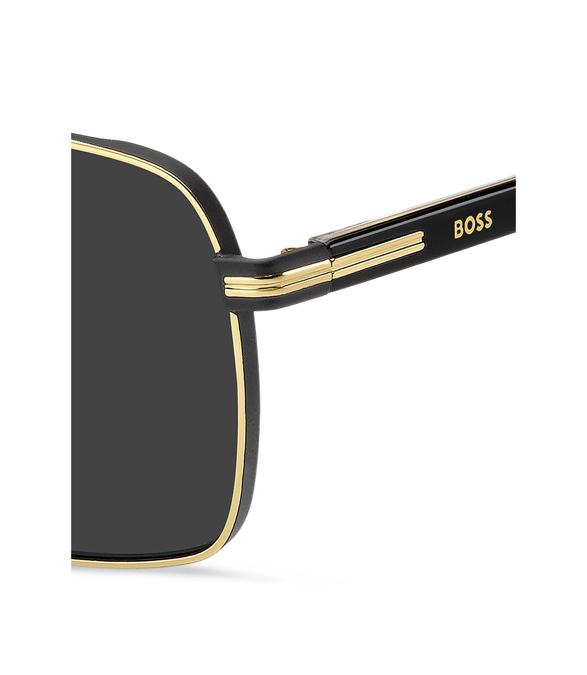 BOSS - Gold-tone double-bridge sunglasses with black-acetate temples
