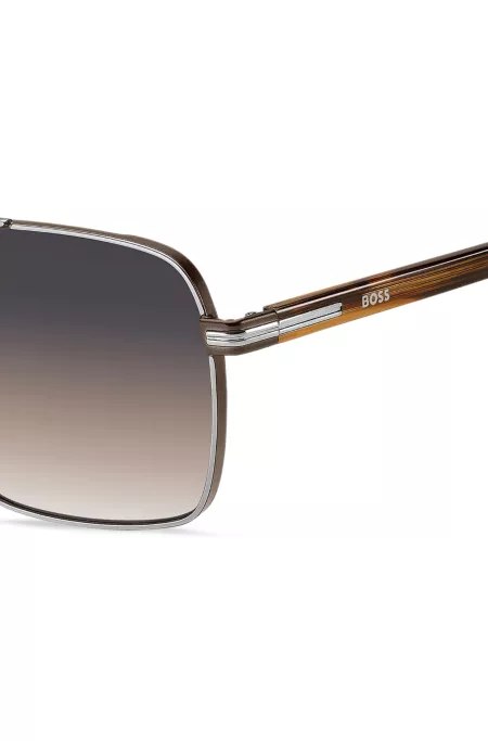 Contrast-temple sunglasses with double bridge
