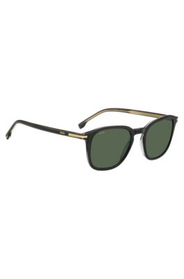 Black acetate sunglasses with gold-tone trims, Assorted-Pre-Pack