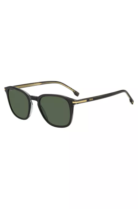 Black-acetate sunglasses with gold-tone trims