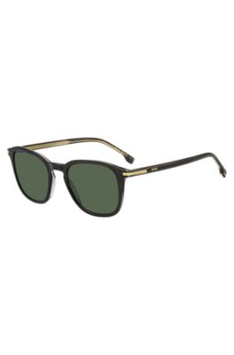 Black acetate sunglasses with gold-tone trims, Assorted-Pre-Pack