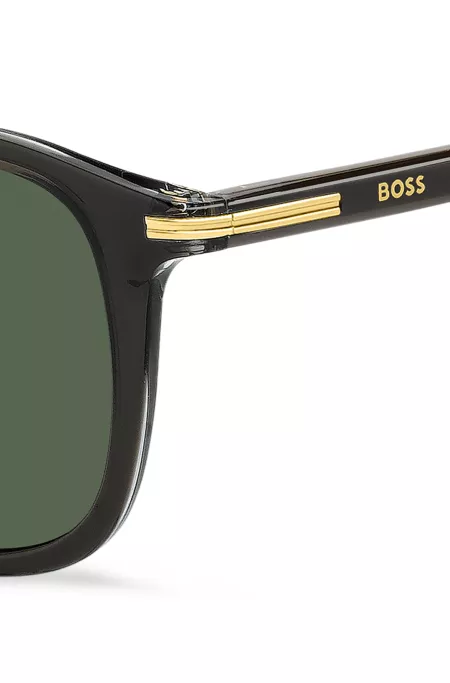 Black-acetate sunglasses with gold-tone trims