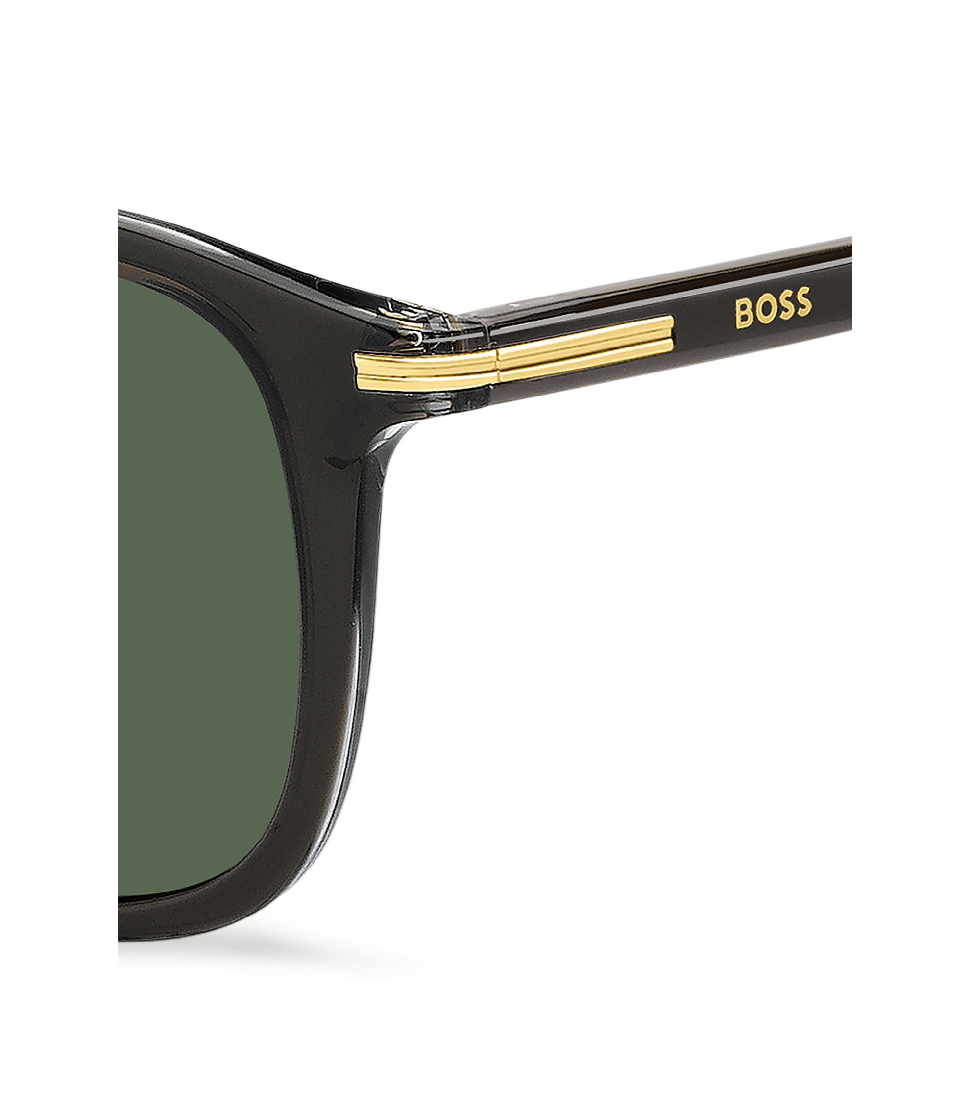 Boss Black Sunglass Temple Arm with Gold Logo BOSS - Metal-temple sunglasses in black acetate main image 3