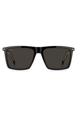 Black acetate sunglasses with gold-tone trims, Assorted-Pre-Pack