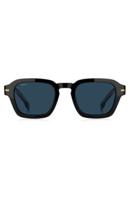 Black acetate sunglasses with gold-tone trims, Assorted-Pre-Pack