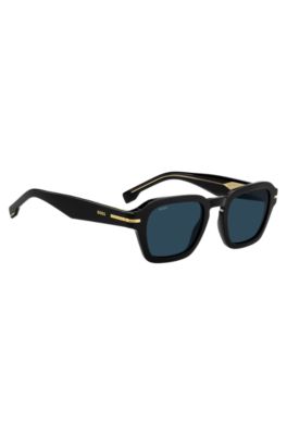Black acetate sunglasses with gold-tone trims, Assorted-Pre-Pack