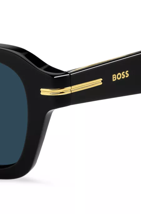 Black-acetate sunglasses with gold-tone trims