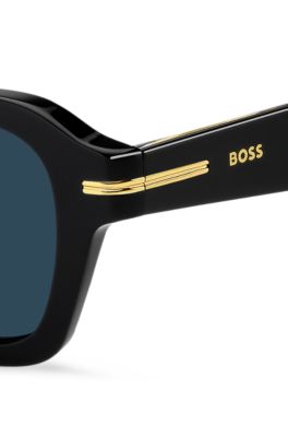 Black acetate sunglasses with gold-tone trims, Assorted-Pre-Pack
