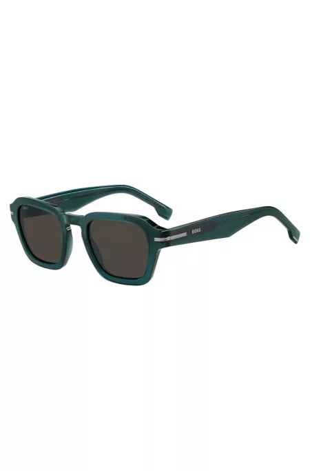 Temple-logo sunglasses in green acetate