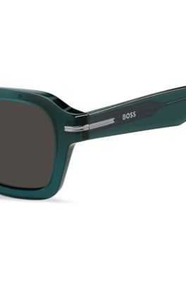 Green acetate sunglasses with temple logo, Assorted-Pre-Pack