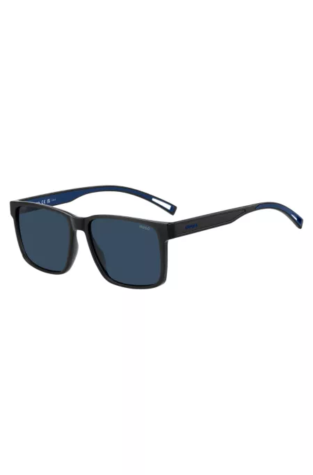 Blue-trim sunglasses in black acetate
