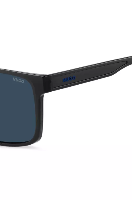 Blue-trim sunglasses in black acetate