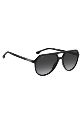 Metal-trim sunglasses in black acetate, Assorted-Pre-Pack