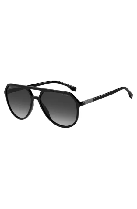 Metal-trim sunglasses in black acetate