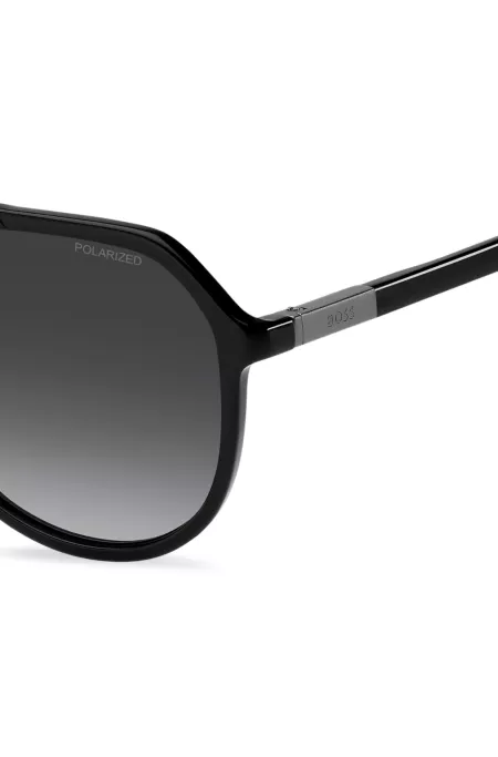 Metal-trim sunglasses in black acetate